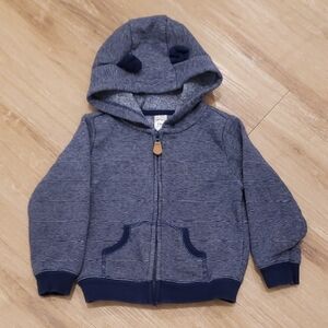 Carter's Blue Striped Hoodie w bear ears